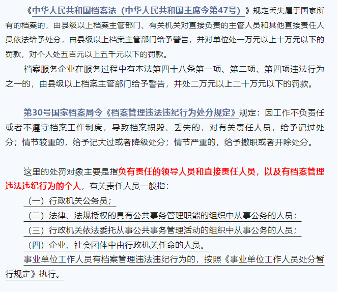档案丢失是否违规,会不会受处罚?